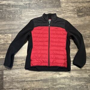 LRL Lauren Ralph Lauren Active Black Red Jacket Quilted Women Large L Fleece